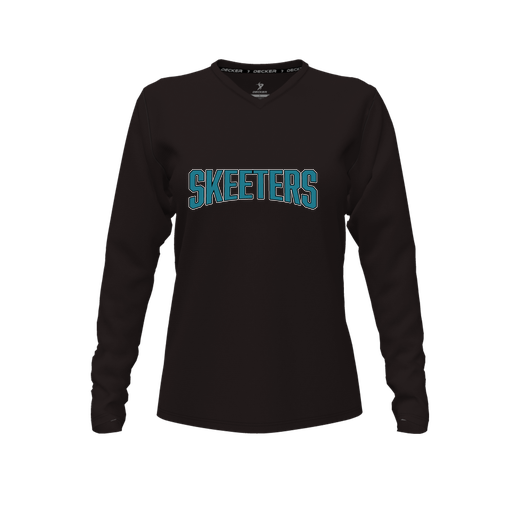 [FTLVCFBK-FYXS-LOGO1] Decker Comfort T-Shirt (Female Youth XS, Black, V Neck, Logo 1, Long Sleeve)