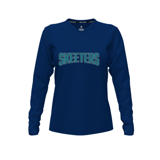 [FTLVCFNV-FYXS-LOGO1] Comfort T-Shirt (Female Youth XS, Navy, V Neck, Logo 1, Long Sleeve)