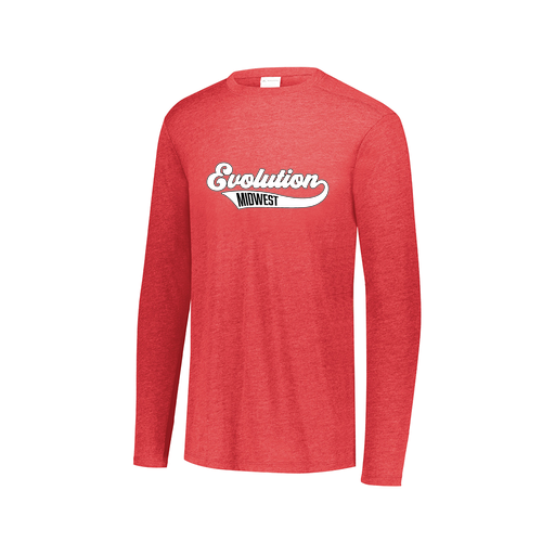 [FTLCUBRD-AXS-LOGO2] Decker Men's Tri-Blend T-Shirt - Long Sleeve (Adult XS, Red, Logo 2)