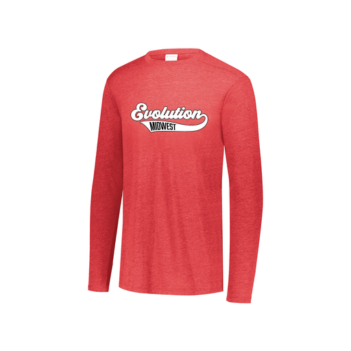 [FTLCUBRD-YS-LOGO2] Decker Youth Tri-Blend T-Shirt - Long Sleeve (Youth S, Red, Logo 2)