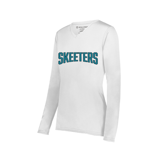 [222824.005.S-LOGO1] Ladies LS Smooth Sport Shirt (Female Adult S, White, Logo 1)