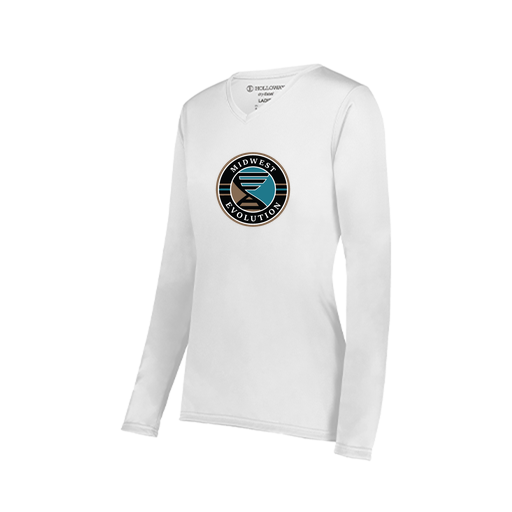 [222824.005.S-LOGO3] Ladies LS Smooth Sport Shirt (Female Adult S, White, Logo 3)