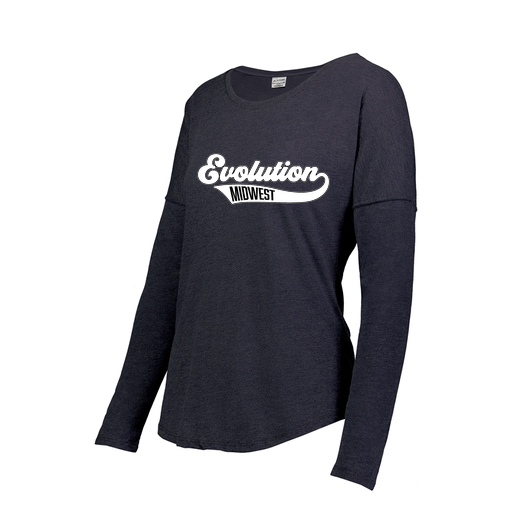 [3077.72N.XS-LOGO2] Ladies LS Ultra-blend T-Shirt (Female Adult XS, Navy, Logo 2)