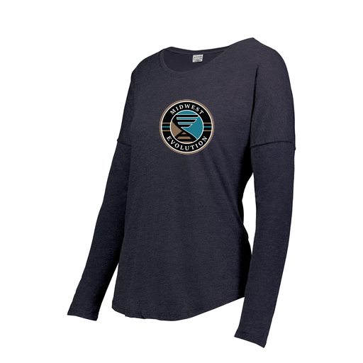 [FTLCUBNV-FAXS-LOGO3] Decker Women's Tri-Blend T-Shirt - Long Sleeve (Female Adult XS, Navy, Logo 3)